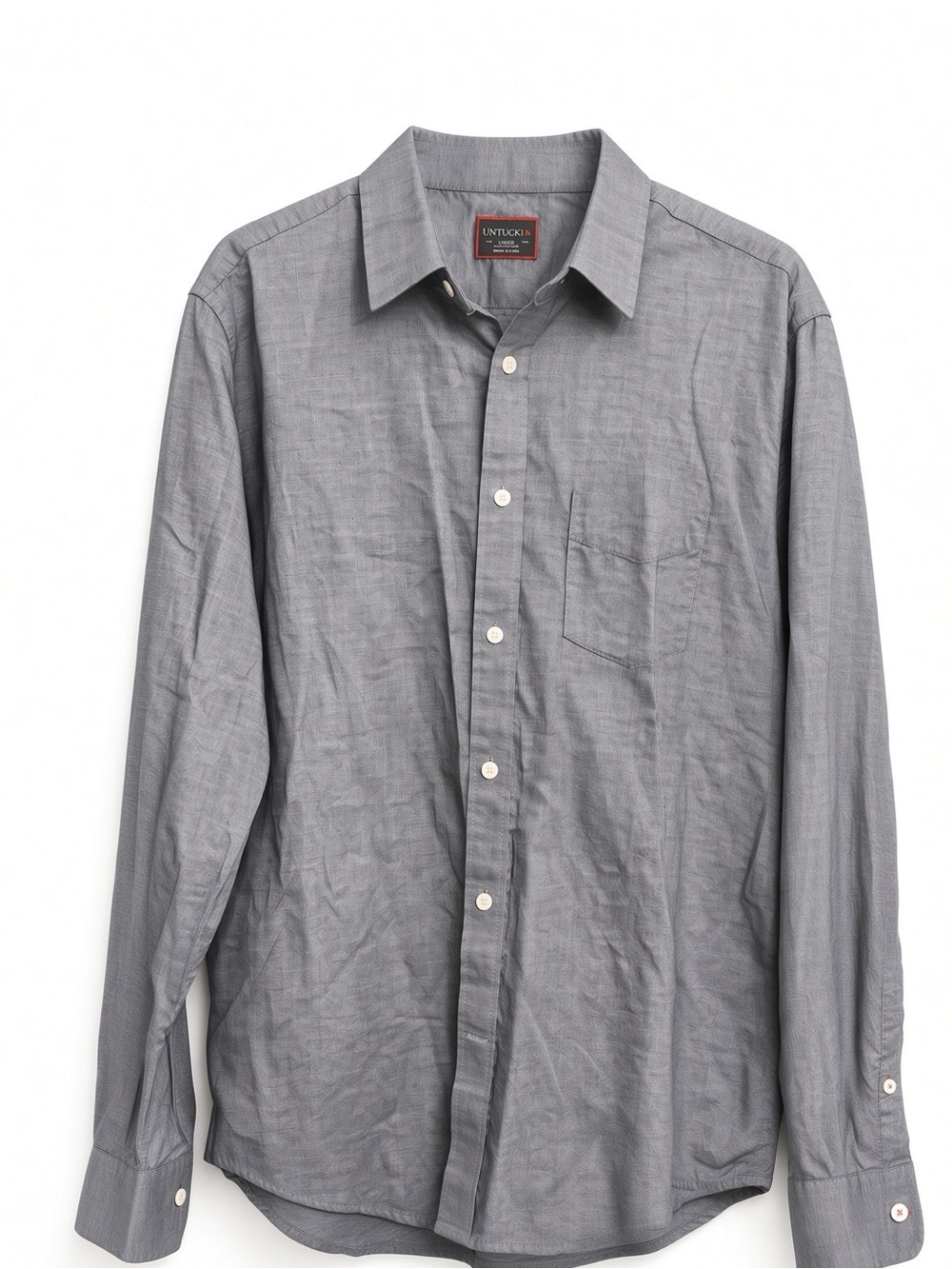 UNTUCKit Mens L Gray Chambray Untucked Button Down NWOT